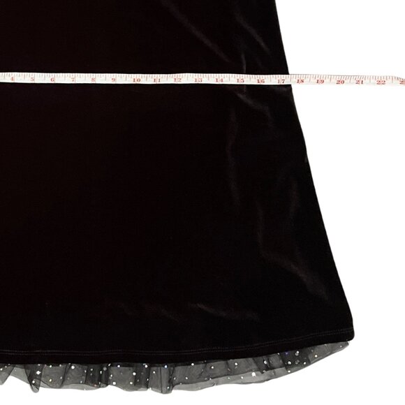 Knit Works Girls 12 Black Velvet Dress Pearl Lace Collar Holiday Party Outfit - Picture 6 of 13